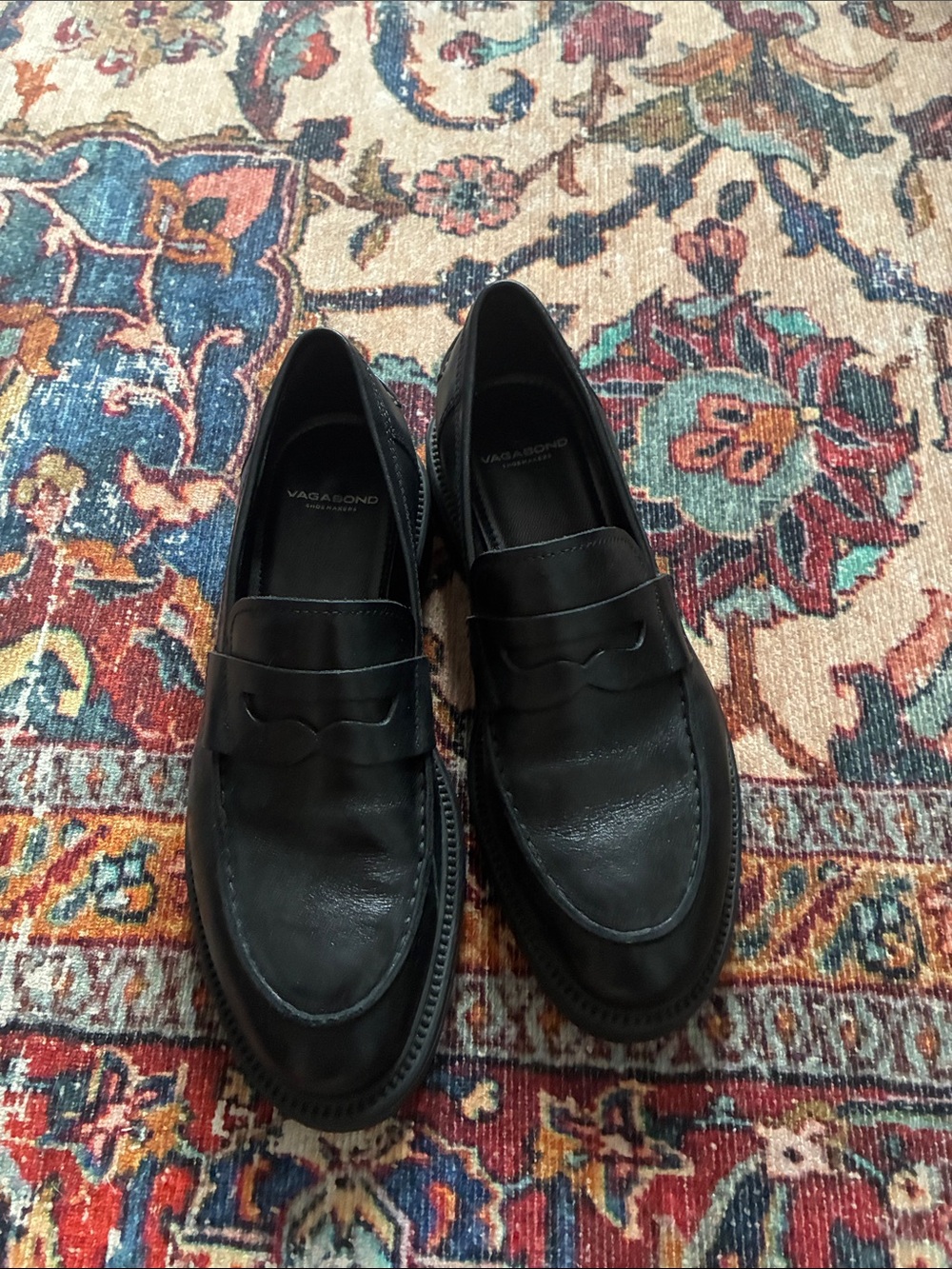 Vagabond Black Leather Penny Loafers